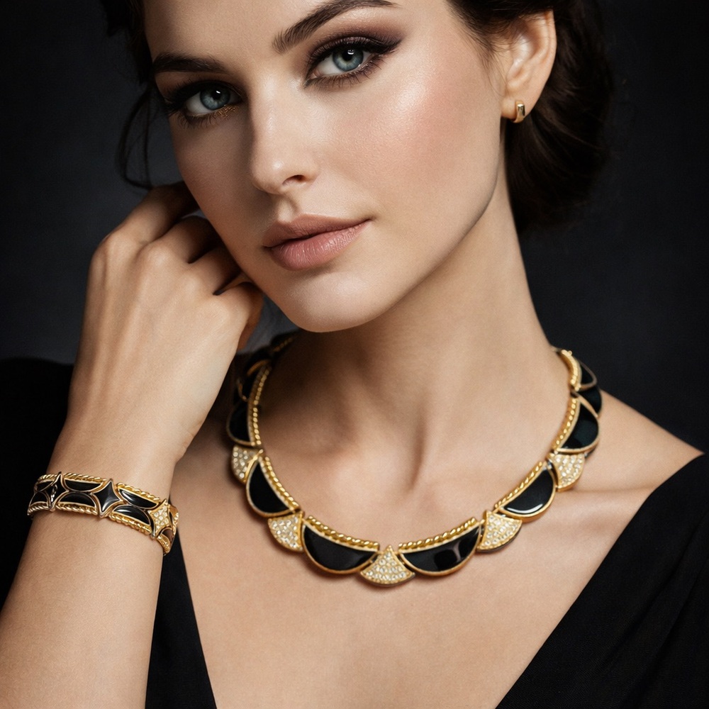 Premier Designs “Nighttime” holiday (1993) necklace and bracelet NWT VINTAGE
